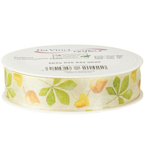 Prodotto Nastro regalo verde foglie autunnali nastro decorativo autunno 25mm 20m