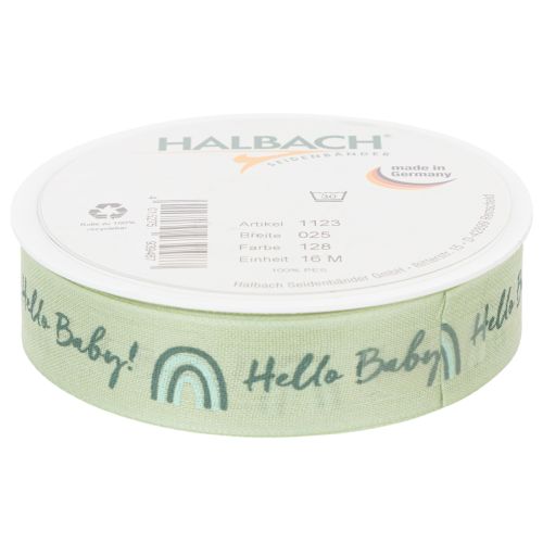 Prodotto Nastro regalo Hello Baby, nastro decorativo verde, 25 mm, 16 m