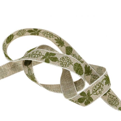 Floristik24 Nastro regalo per la decorazione Herbstmotiv verde 15mm 20m