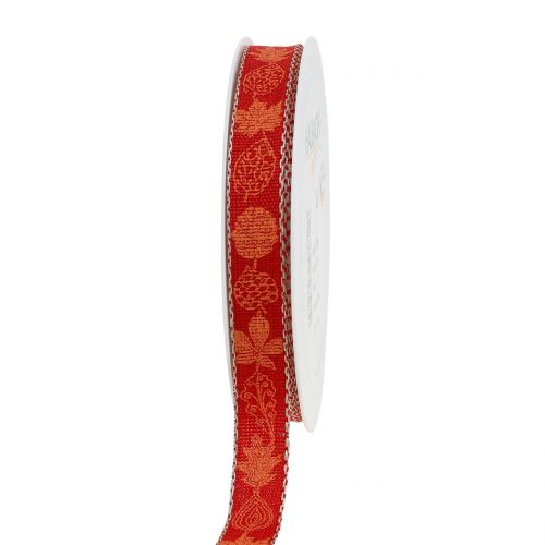 Floristik24 Nastro regalo per la decorazione Herbstmotiv Red 15mm 20m