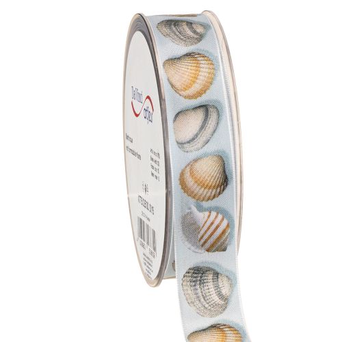 Floristik24 Nastro regalo decorazione marittima conchiglie blu 25mm 15m
