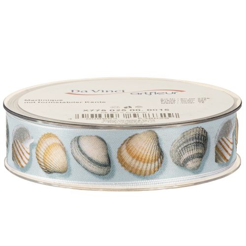 Prodotto Nastro regalo decorazione marittima conchiglie blu 25mm 15m