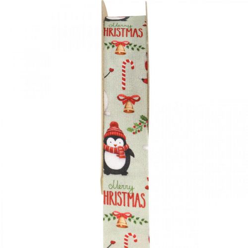 Nastro regalo Merry Christmas pinguini Nastro di Natale 25mm 8m