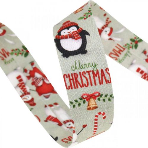 Nastro regalo Merry Christmas pinguini Nastro di Natale 25mm 8m