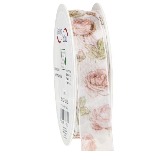 Nastro regalo rose nastro di organza con fiori 25mm 20m
