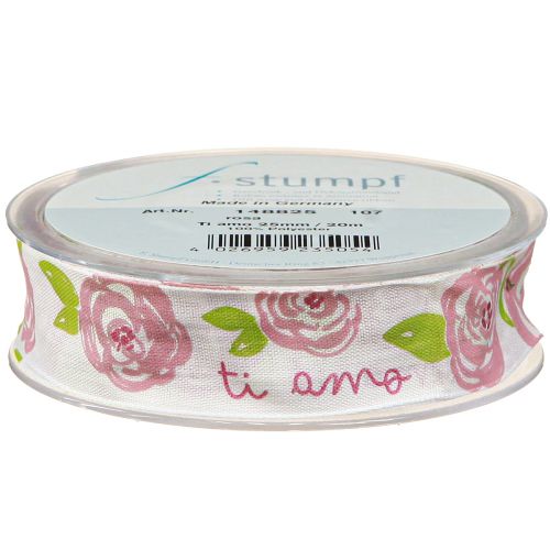 Prodotto Nastro regalo rose Nastro decorativo romantico “Ti amo” 25mm 20m