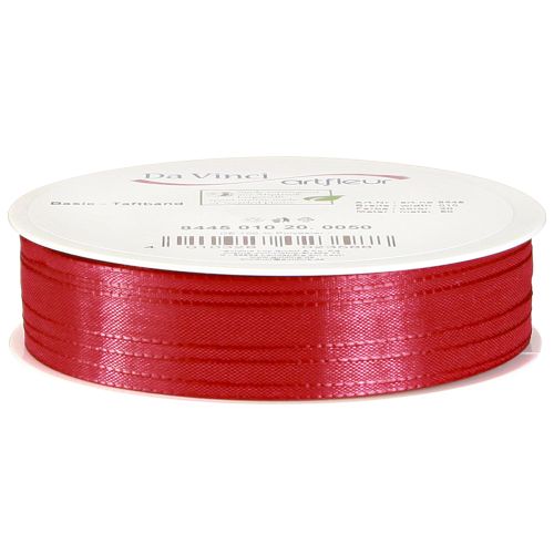 Prodotto Nastro regalo rosso, nastro decorativo in taffetà, rosso chiaro, 10 mm, 50 m