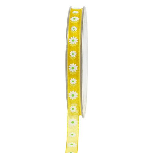 Floristik24 Nastro regalo giallo con fiore 10mm 20m