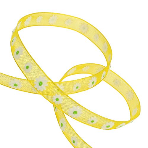 Floristik24 Nastro regalo giallo con fiore 10mm 20m