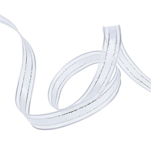 Floristik24 Nastro regalo con filo bianco 15mm 20m