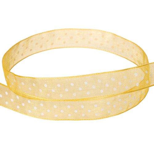 Prodotto Nastro regalo a pois, perfetto per rifinire confezioni e scatole regalo, largo 1,5 cm, lungo 20 m.