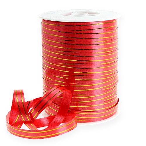 Prodotto Nastro regalo 2 strisce dorate su rosso 10 mm 250 m