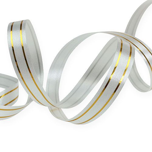 Floristik24 Nastro diviso 2 strisce dorate su argento 10 mm 250 m