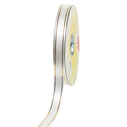 Floristik24 Nastro regalo 2 strisce oro su bianco 19mm 100m