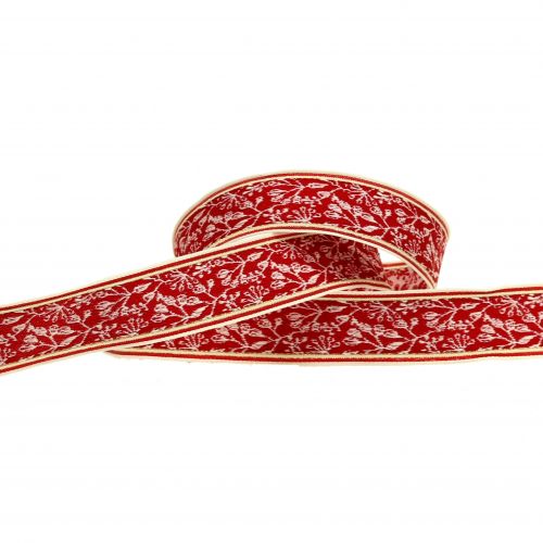 Prodotto Confezione regalo fiocco Berry Jacquard con filo filo rosso, crema 25mm L15m