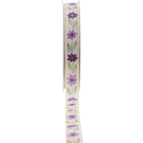 Floristik24 Nastro regalo fiori nastro di cotone viola bianco 15 mm 20 m
