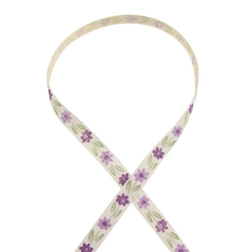 Prodotto Nastro regalo fiori nastro di cotone viola bianco 15 mm 20 m