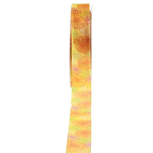 Prodotto Nastro regalo fiori nastro di organza giallo arancione 25 mm 18 m