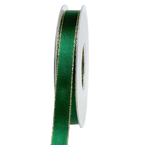 Floristik24 Nastro regalo decorativo verde con bordo dorato 15 mm 25 m