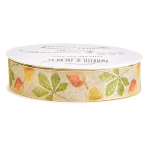Prodotto Nastro regalo verde foglie autunnali nastro decorativo autunno 25mm 20m