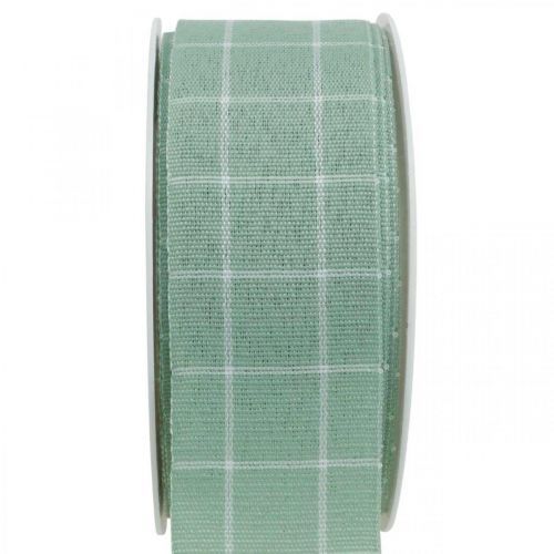 Floristik24 Nastro regalo nastro decorativo a scacchi verde pastello 35mm 20m