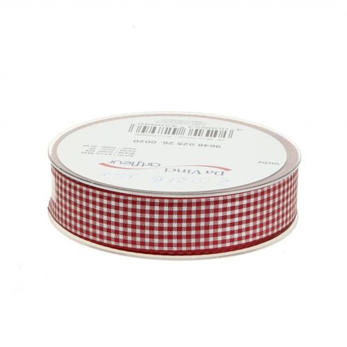 Prodotto Nastro regalo a quadretti Bordeaux 25mm 20m