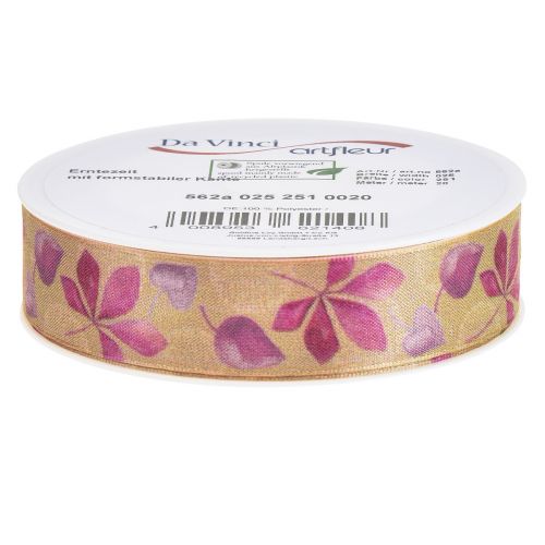 Prodotto Nastro regalo viola foglie autunnali nastro decorativo autunno 25mm 20m