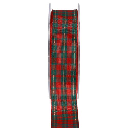 Nastro regalo nastro in tessuto a quadretti rosso verde scozzese 25mm 20m