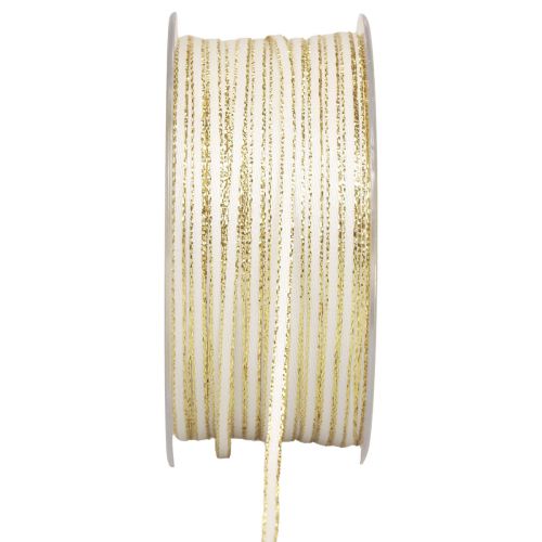 Floristik24 Nastro regalo nastro di seta nastro intrecciato oro bianco 3 mm 100 m