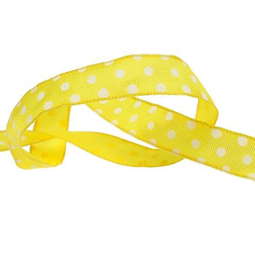 Floristik24 Nastro regalo con pois giallo 15mm 20m