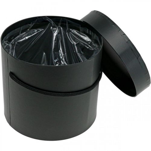 Floristik24 Confezione regalo Flowerbox rotonda nera Ø12,5/14,5/16,5cm set da 3