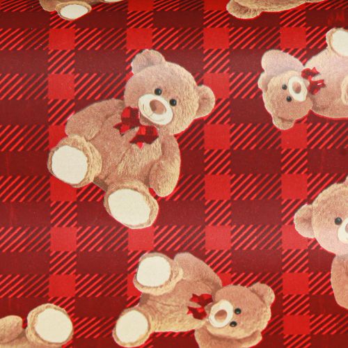 Floristik24 Carta da regalo compleanno orsetto rosso a quadretti 70x200cm