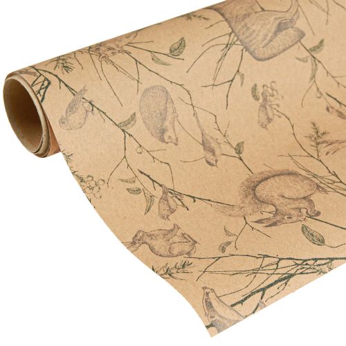 Floristik24 Carta da regalo animali foresta in marrone blu 70 cm x 200 cm