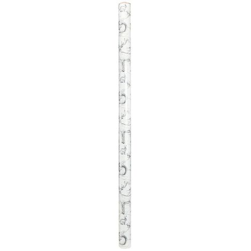 Prodotto Carta da regalo animali bianco grigio oro autunno inverno 200 cm
