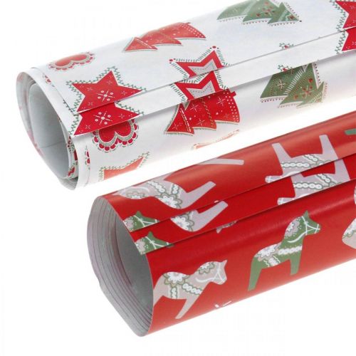 Prodotto Carta da regalo Natale rosso, bianco 4 fogli in un set 50 × 70 cm