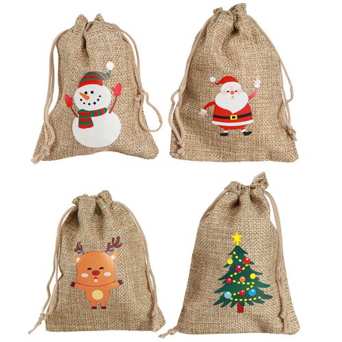 Prodotto Busta regalo Borsa natalizia in juta naturale 10×13 cm 8pz
