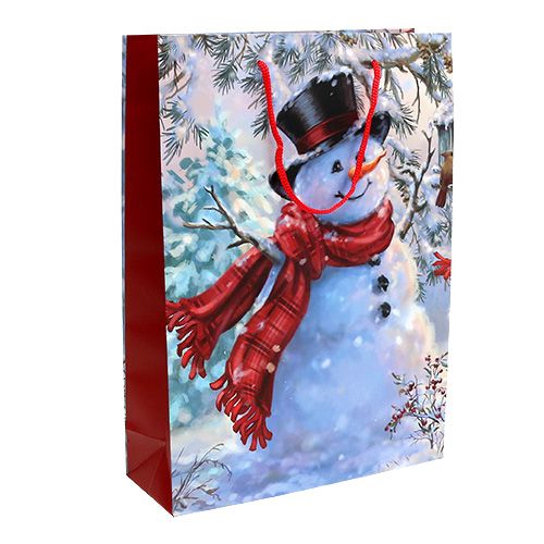 Floristik24 Sacchetto regalo grande pupazzo di neve 25 cm x 34,5 cm 1p