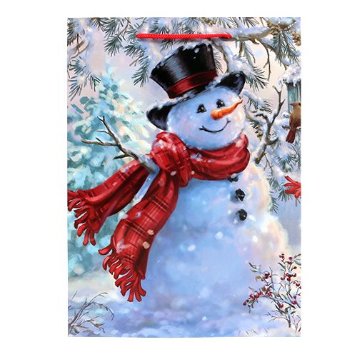 Floristik24 Sacchetto regalo grande pupazzo di neve 25 cm x 34,5 cm 1p