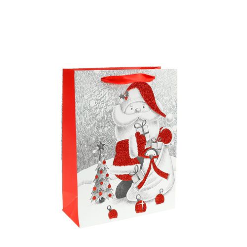 Floristik24 Sacchetto regalo Babbo Natale 24 cm x 18 cm x 8 cm