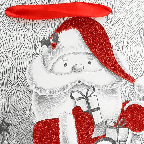 Floristik24 Sacchetto regalo Babbo Natale 24 cm x 18 cm x 8 cm