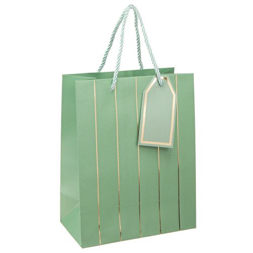 Floristik24 Busta regalo verde chiaro righe dorate 18×10×23 cm 1 pz