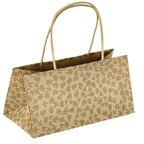 Sacchetto regalo in carta naturale con foglie marroni 20×10×10cm 6 pezzi