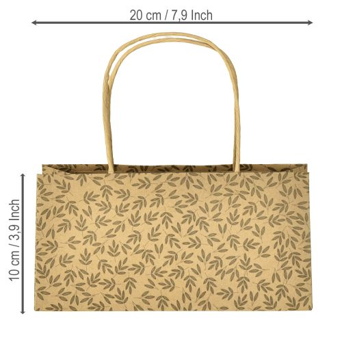 Prodotto Sacchetto regalo in carta naturale con foglie marroni 20×10×10cm 6 pezzi