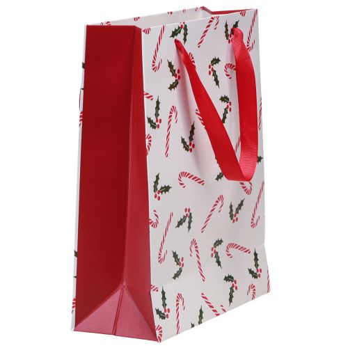 Prodotto Busta regalo natalizia con manici rosso bianco 24×18×8cm 4pz