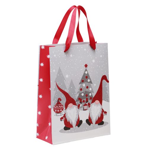 Prodotto Busta regalo con manici gnomo rosso grigio bianco 24×18×8cm 4pz