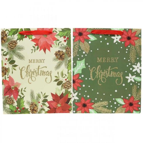 Floristik24 Sacchetti regalo Sacchetti regalo di Natale Merry Christmas 32x26cm 2pz