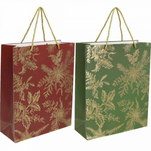 Floristik24 Sacchetti regalo Natale Sacchetti di Natale vischio 26×32cm 2pz