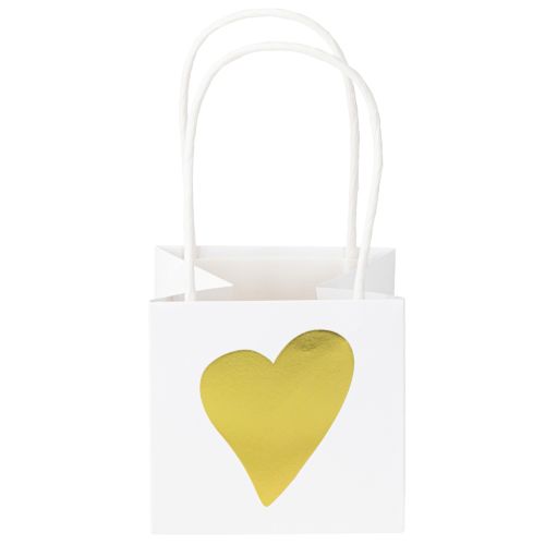 Prodotto Buste regalo con manici carta oro bianco cm 8,5×8,5×8 12 pz