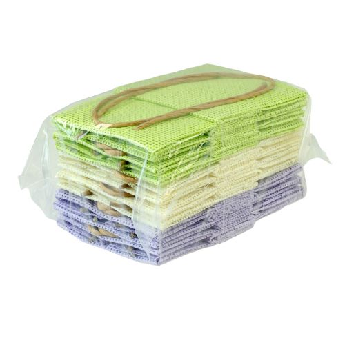 Prodotto Sacchetti regalo intrecciati con manici verde, giallo, viola 10,5 cm 12 pz