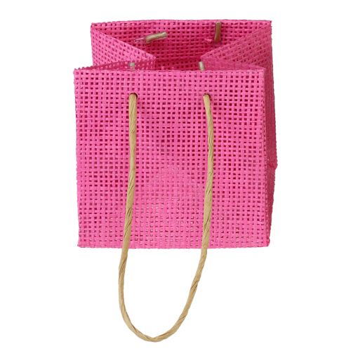 Floristik24 Sacchetti regalo con manici carta rosa giallo verde aspetto tessile 10,5 cm 12 pezzi
